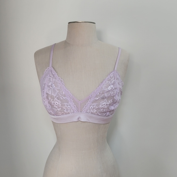Savage x Fenty Lavender Floral Lace Mesh Unlined Bralette - Picture 3 of 8